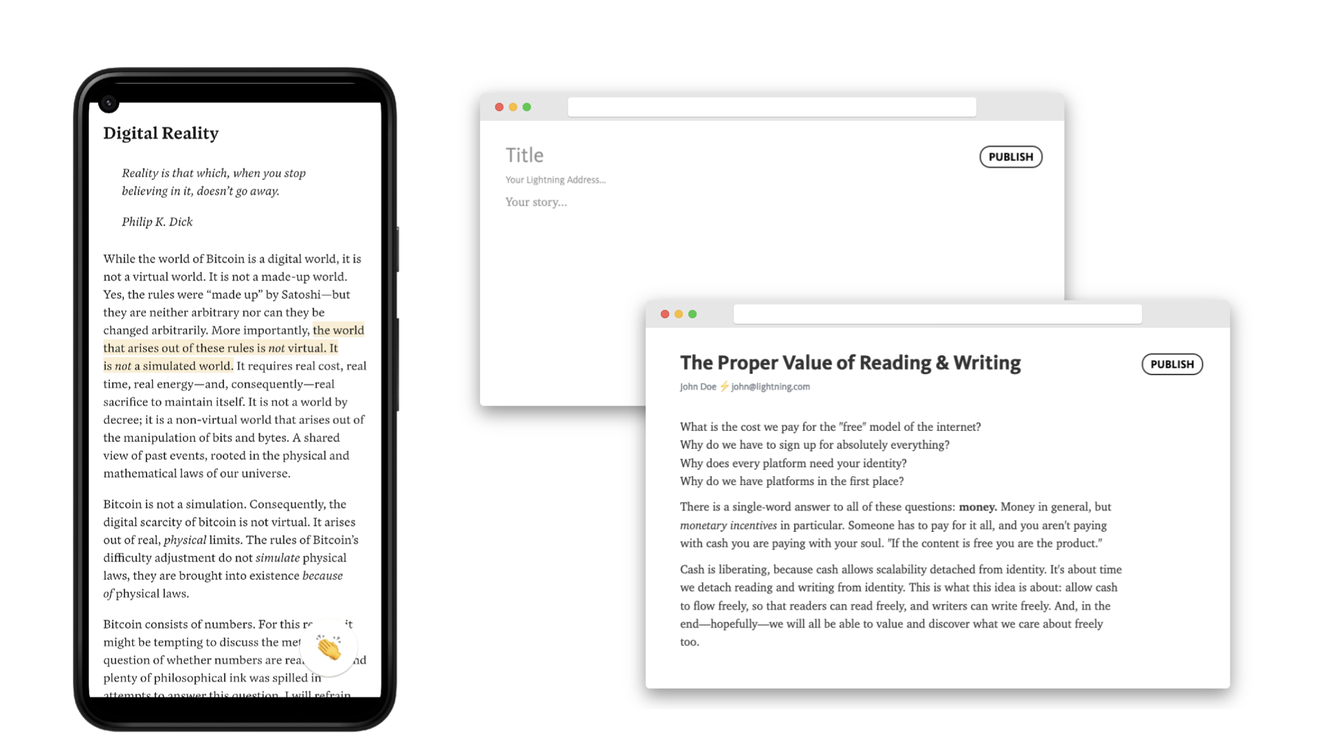 A clean and simple reading and writing interface